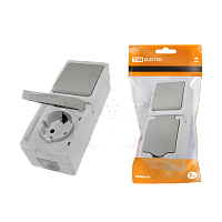 Блок комбинированный вертикаль.1 кл+розетка 2П+З с з/ш IP54 "Вуокса"