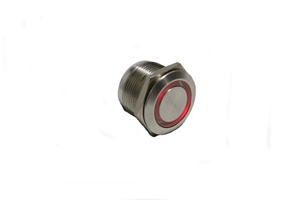 Кнопка  HBGQ-22-11E/S (конектор S6) (1NO+1NC) с подсветкой красный (R) 230В