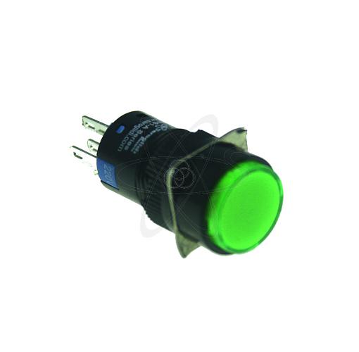 Кнопка SBS1-AY-11D (конектор R5) d=16 с подсветкой зеленый 230В 1з+1р