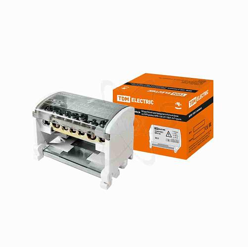 Модульный распределительный блок на DIN-рейку МРБ-100 2П 100А 2х7 групп TDM