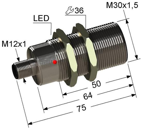 Индуктивный датчик ВБ2.30М.75.10.5.1.С4 (PNP.NO+NC)