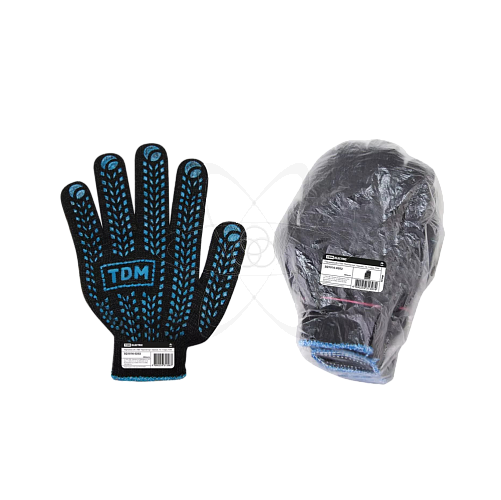 Перчатки х/б с ПВХ "Протектор", черные, 10, 1 пара, TDM