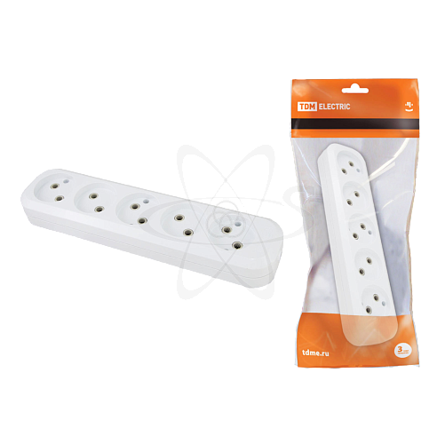 Розетка 5 гнезд 2П б/з10А белая