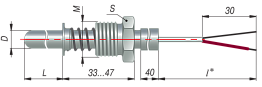 ДТПL124-00.100/1,5К (ТХК, L=120мм, d=6,каб-1,5м.-40+400С)