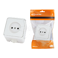 Розетка  1-местн. 10А белая без з/к б/ш "Орель" ОУ IP44 TDM