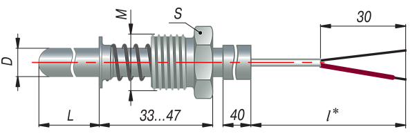 ДТПL124-00.100/1,5К (ТХК, L=120мм, d=6,каб-1,5м.-40+400С)
