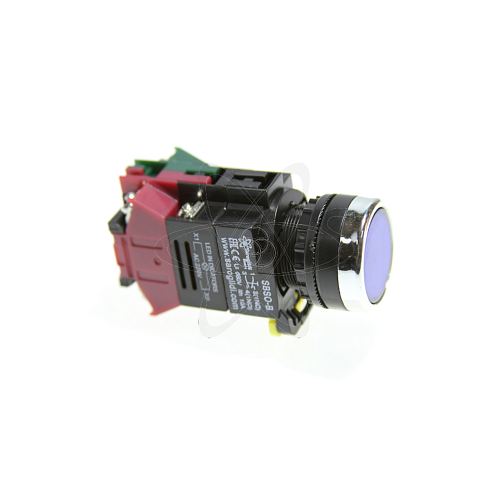 Кнопка SBS0-BY-11D с подсветкой  голубой (B)  230В 1з+1р